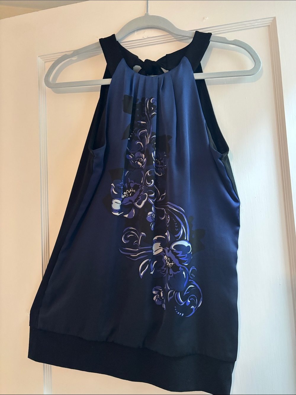 Blue and Black Floral Halter Top -White House/Black Market